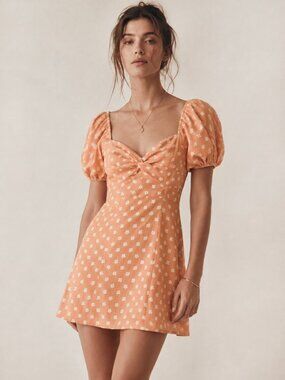 Floral Mini Dress Puff Sleeve Sweetheart Coquette Small
